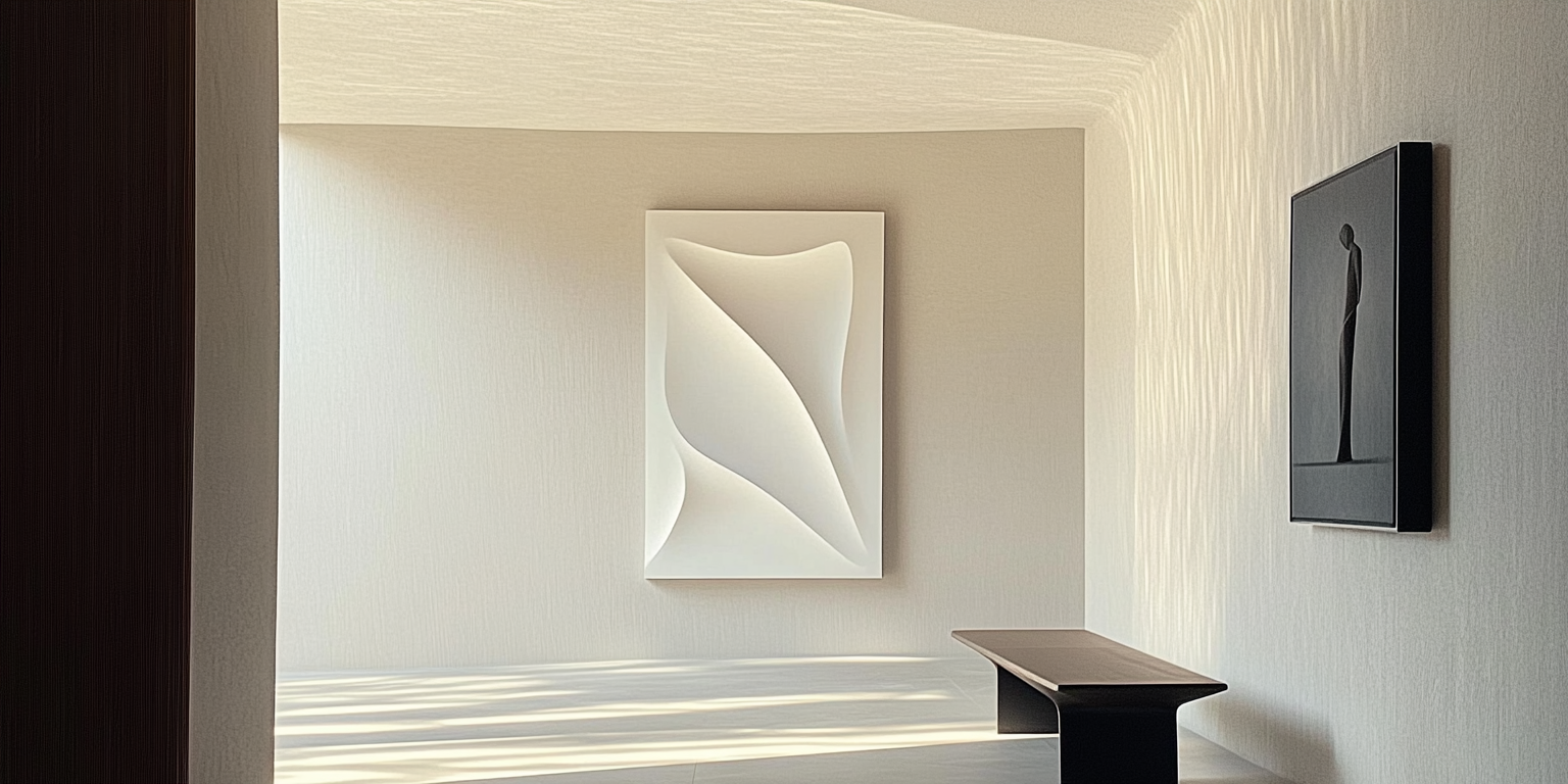 Modern living room with large framed wall art above sofa, showing correct artwork size and placement for balanced decor.