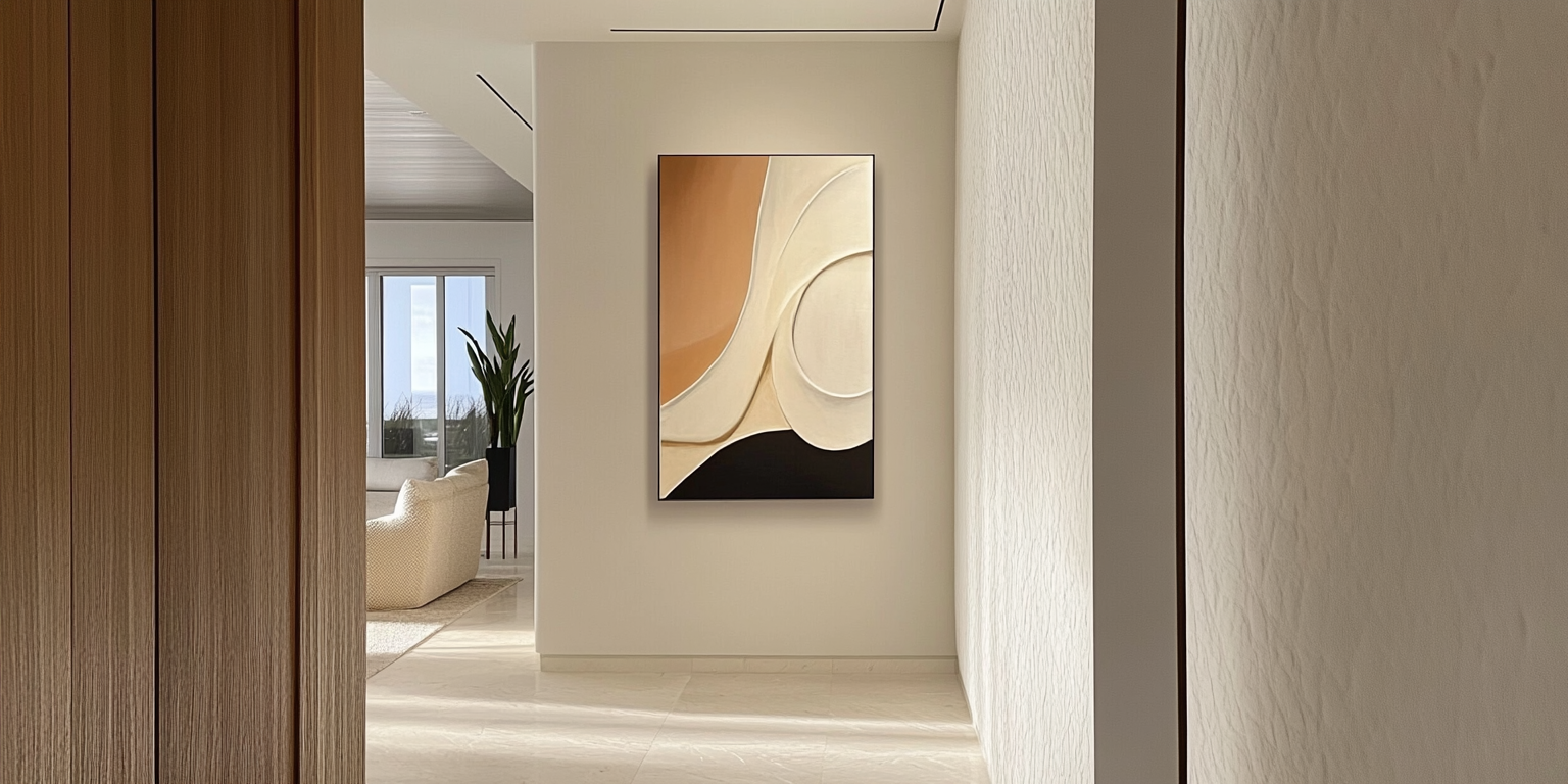 Which colors of abstract paintings are suitable for the living room?