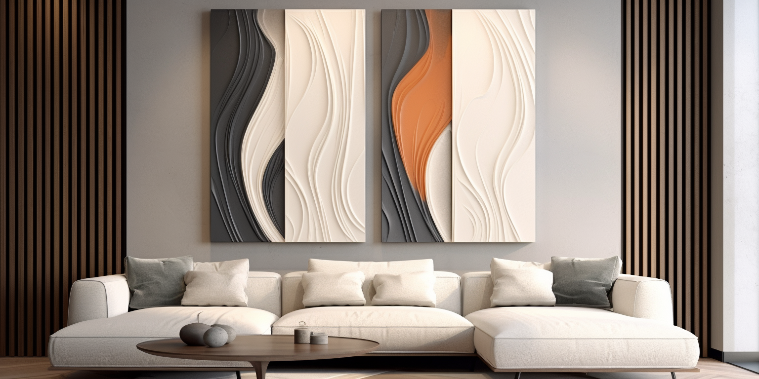 Two wood wall arts featuring a geometric pattern for the living room