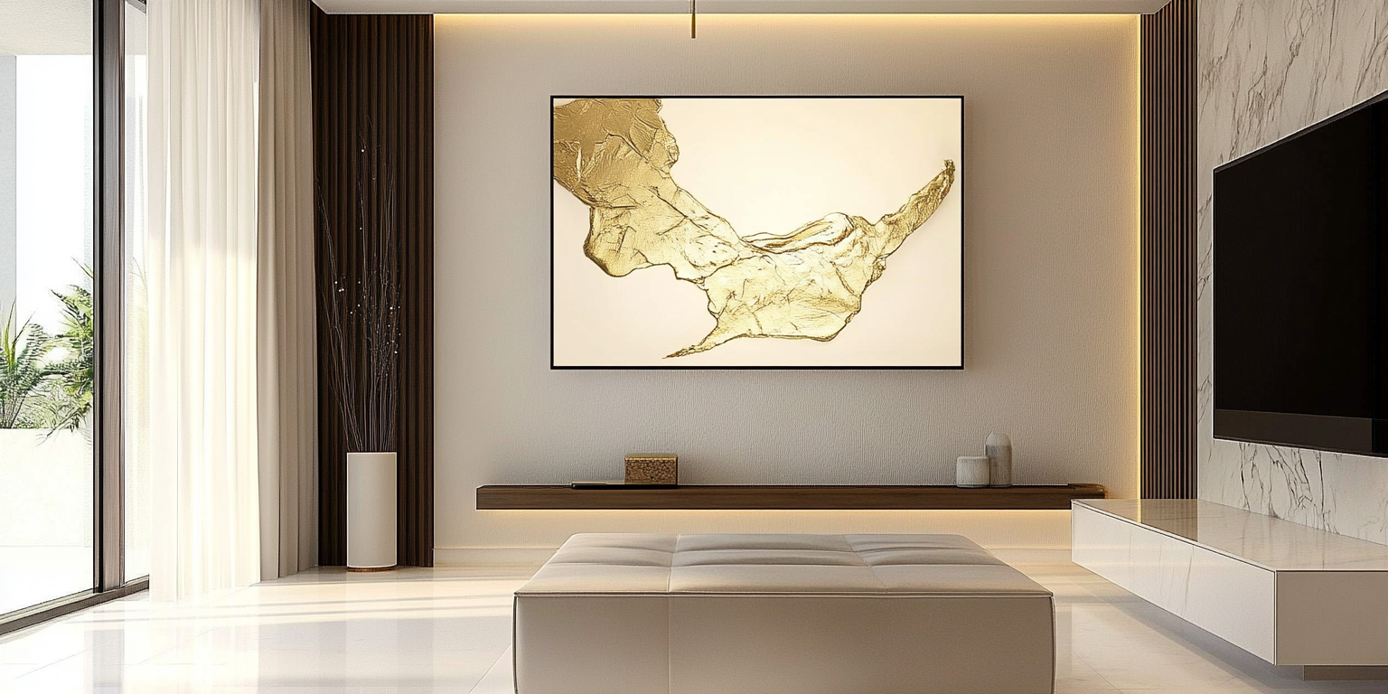 A curated collage of trending abstract art paintings in 2025 featuring bold brushstrokes, organic shapes, and vibrant modern colors.