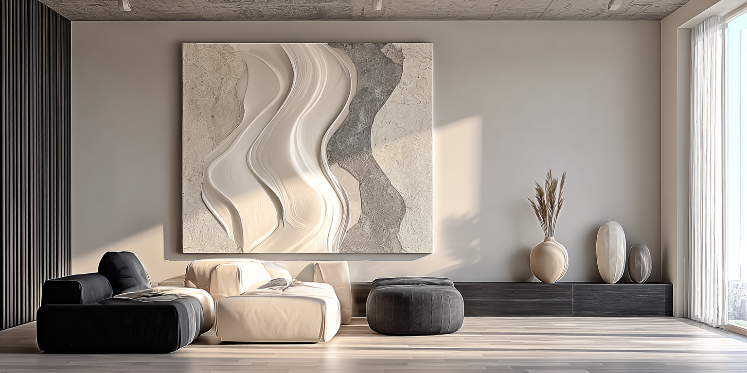 Soft and bold neutral tones in a modern 2025 interior living space